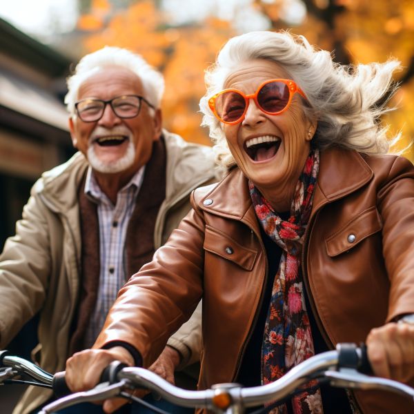 older couple on bikes